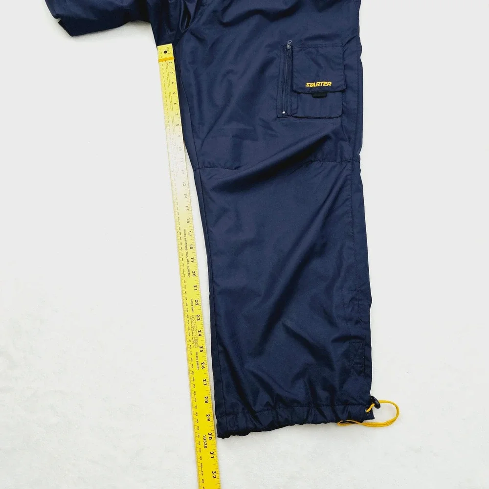Starter Track Cargo Pants Mens XL Blue Baggy Vintage Y2K Mesh Adjustable Cuffs